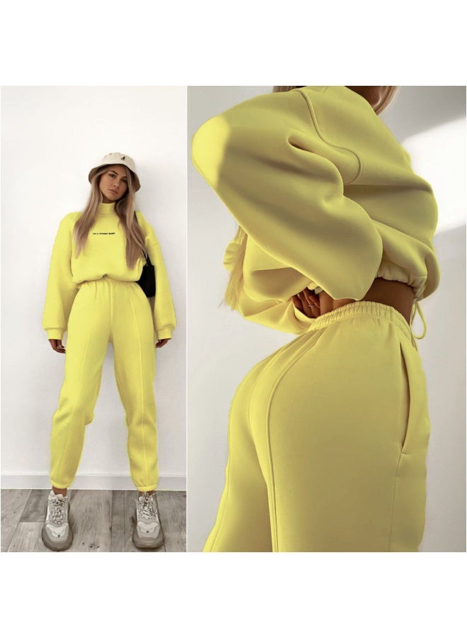 NIBEMINENT Sweatshirt pant Women Letter Print Two Piece Set Casual Loose Suit High Waist Trousers Turtleneck Autumn Sweatpants Suits - Image 1