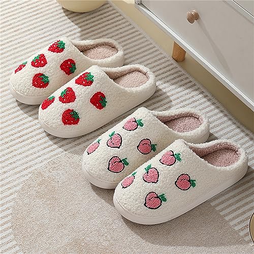 Tellrain Women Slippers Cute Pattern Big Heart Mushroom Warm Soft Bedroom Shoes Fuzzy Closed Toe Sandals Non Slip House Bedroom Slippers - Image 4