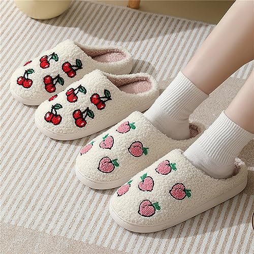 Tellrain Women Slippers Cute Pattern Big Heart Mushroom Warm Soft Bedroom Shoes Fuzzy Closed Toe Sandals Non Slip House Bedroom Slippers - Image 3