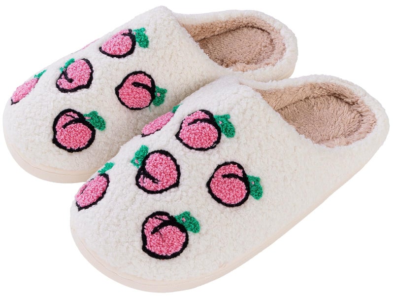 Tellrain Women Slippers Cute Pattern Big Heart Mushroom Warm Soft Bedroom Shoes Fuzzy Closed Toe Sandals Non Slip House Bedroom Slippers - Image 1