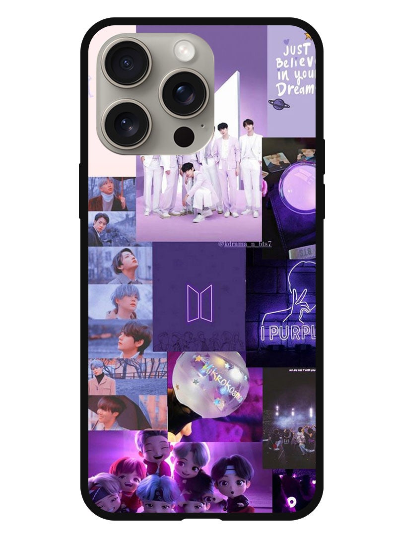 Theodor غطاء واقي مضاد للخدش ومقاوم للصدمات لجهاز iPhone 15 Pro بتصميم BTS - Image 1