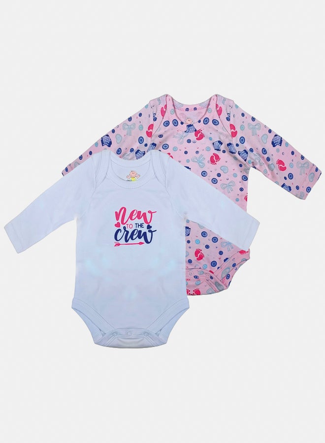 BabyShoora Baby Unisex Printed Long Sleeves Cotton Bodysuit (Pack Of 2) - Image 1