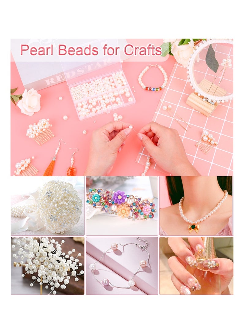 Excefore 470 Round White Pearl Beads With Hole DIY Craft Necklace Jewelry - Image 4