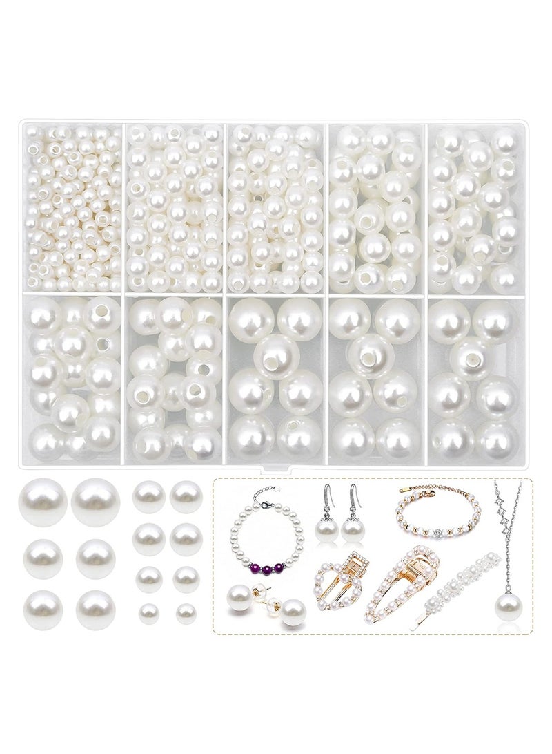 Excefore 470 Round White Pearl Beads With Hole DIY Craft Necklace Jewelry - Image 5