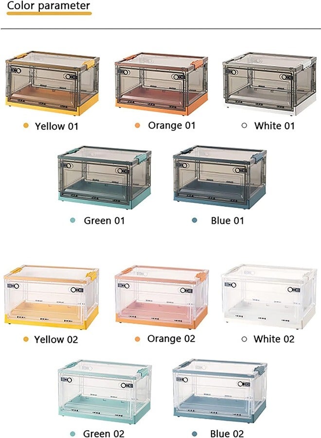 Padom Folding Storage Boxes with Lids, Stackable Storage Boxes with Wheels, Storage Container Crate, side Open Transparent Door for Home, Office, Bedroom - Image 4