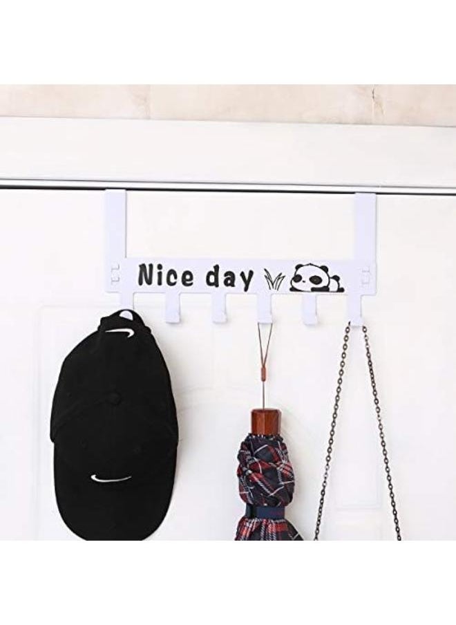 Eywlwaar Over The Door 6 Hanger Rack Decorative Metal Rack For Home Use Hats Coats Towel Bag Clothes Scarfs Hooks (White)  - Image 4