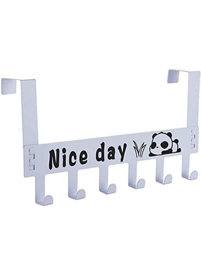 Eywlwaar Over The Door 6 Hanger Rack Decorative Metal Rack For Home Use Hats Coats Towel Bag Clothes Scarfs Hooks (White)  - Image 1