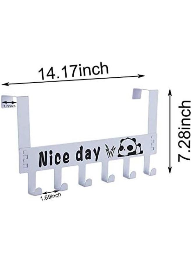 Eywlwaar Over The Door 6 Hanger Rack Decorative Metal Rack For Home Use Hats Coats Towel Bag Clothes Scarfs Hooks (White)  - Image 2