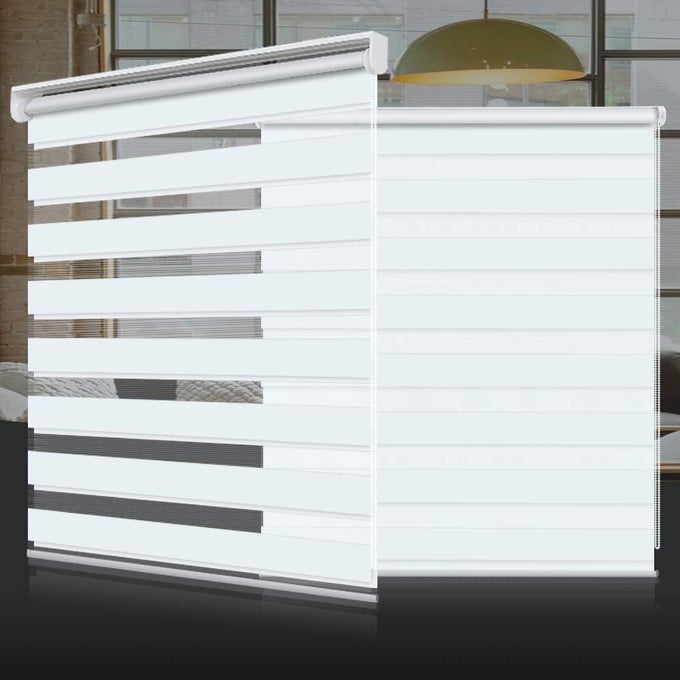 EASY FIX ZEBRA ROLLER BLINDDAY AND NIGHT BLINDS CURTAINS WITH INSTALL ACCESSORIES 100CMX150CM WHITE