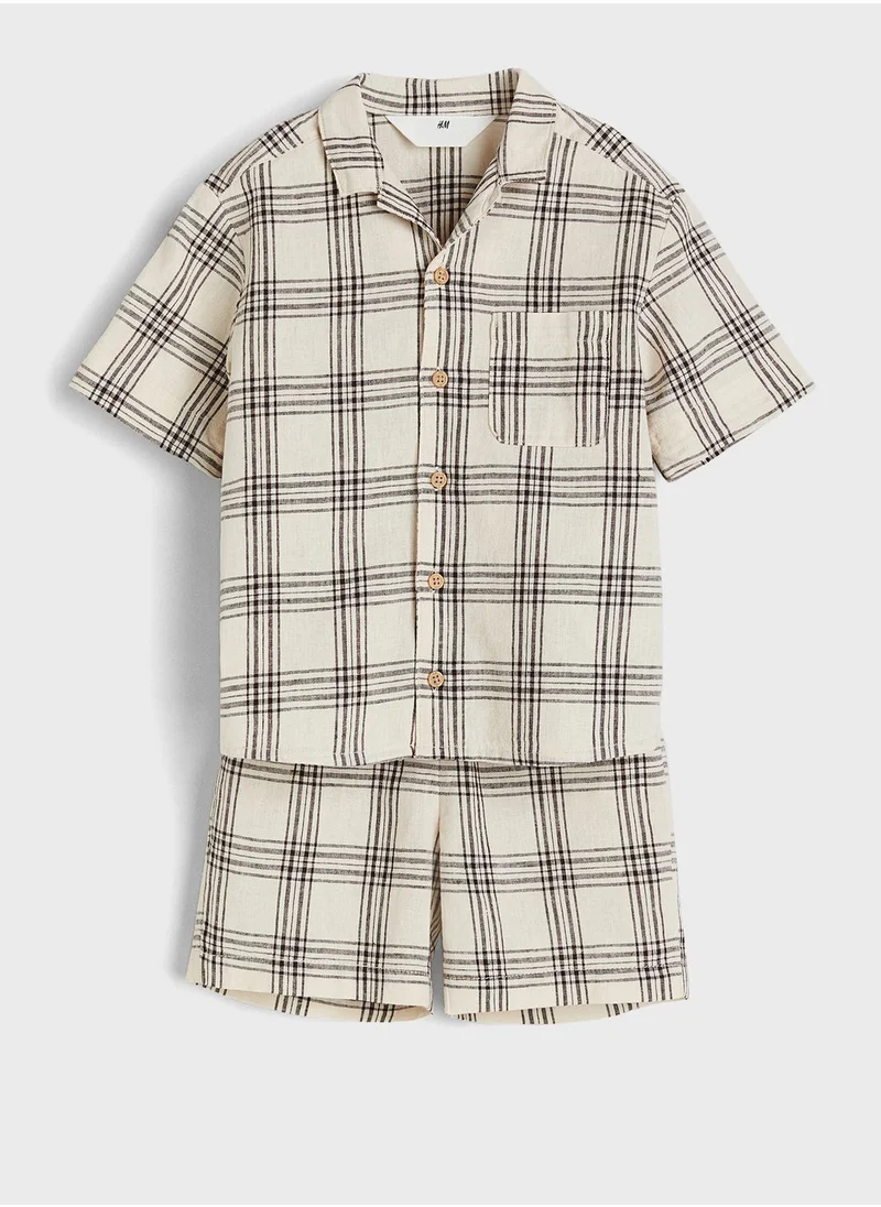 اتش اند ام Kids Checked Shirt & Shorts Set