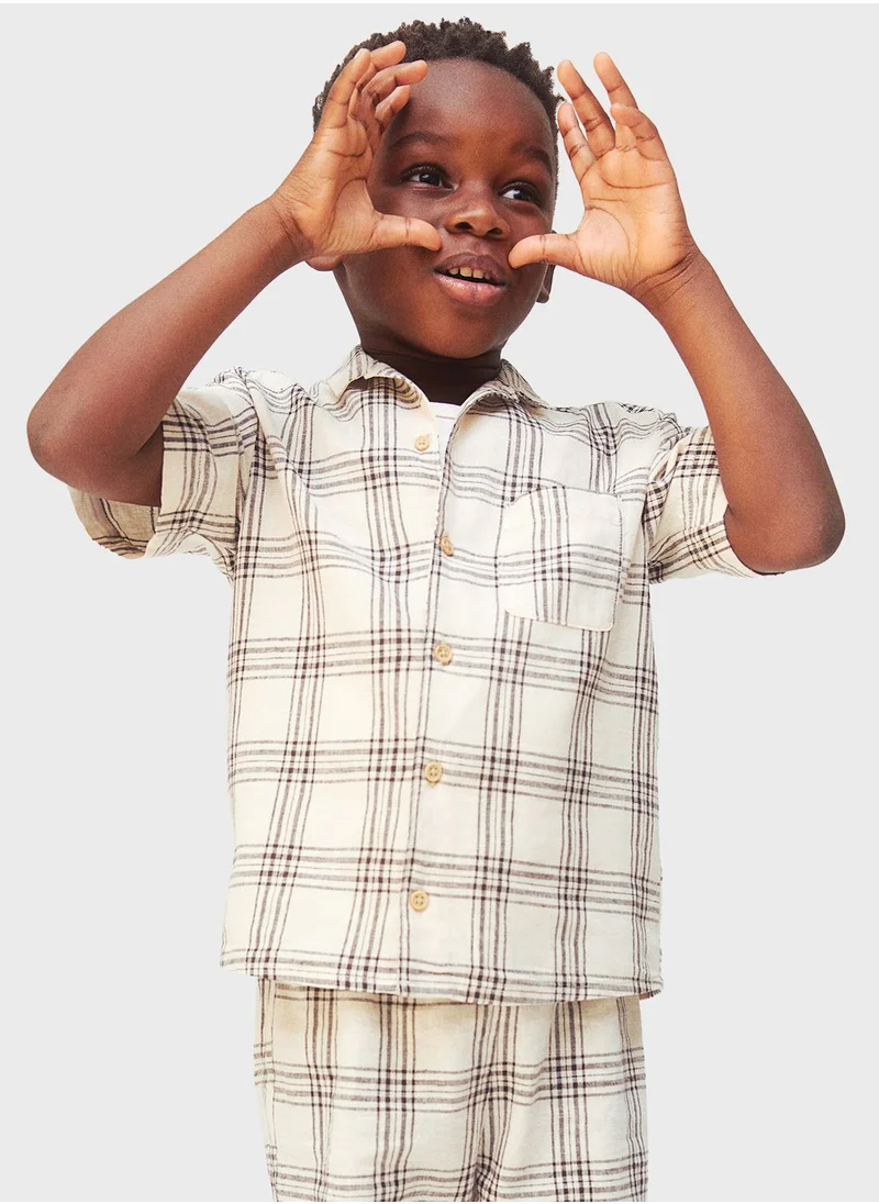 اتش اند ام Kids Checked Shirt & Shorts Set