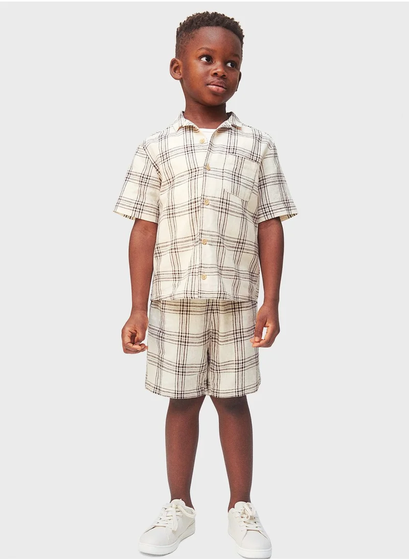 اتش اند ام Kids Checked Shirt & Shorts Set