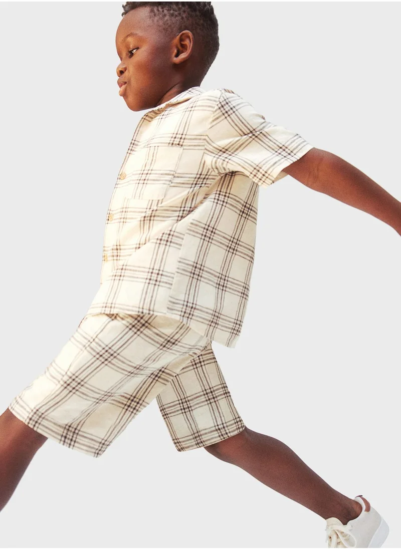 اتش اند ام Kids Checked Shirt & Shorts Set