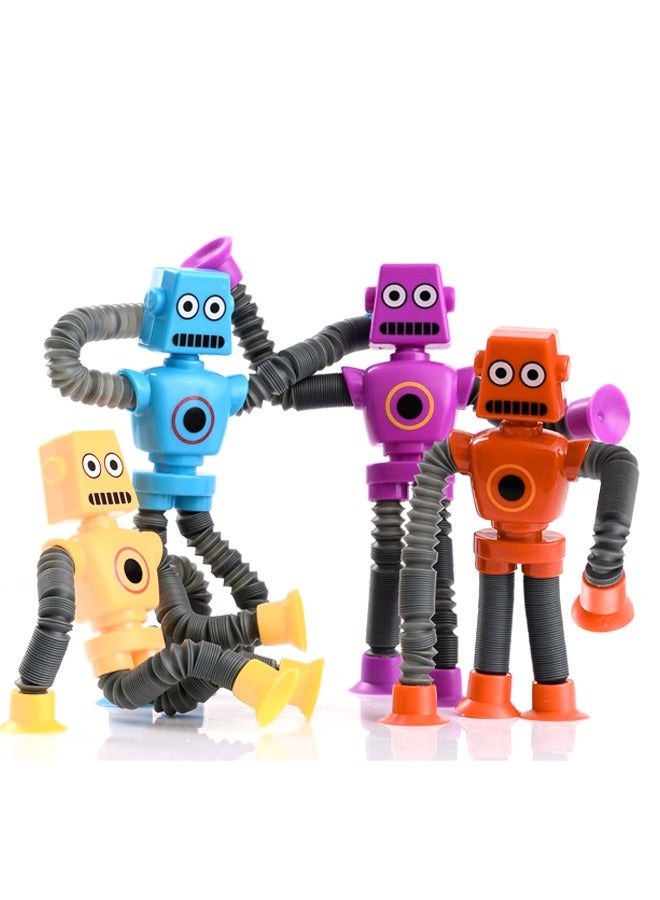 لعب كأس امتصاص الروبوت القابلة للتوسع للأطفال ، 4 حزمة ، أنابيب قابلة للتمديد الإضاءة ، لعبة تعليمية الإبداعية للتخفيف من الإجهاد - Image 2