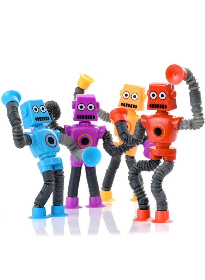 لعب كأس امتصاص الروبوت القابلة للتوسع للأطفال ، 4 حزمة ، أنابيب قابلة للتمديد الإضاءة ، لعبة تعليمية الإبداعية للتخفيف من الإجهاد - Image 3