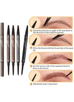 KASTWAVE Waterproof Eyebrow Pencil, 3D Microblading Eyebrow Pencil, Magic Eyebrow Pencil, 4 Fork Tip Tattoo Pencil, Double Ended Eyebrow Pen, Contouring Pencil, Long-Lasting Smudge Proof Brow Pencil, Black  - Image 4
