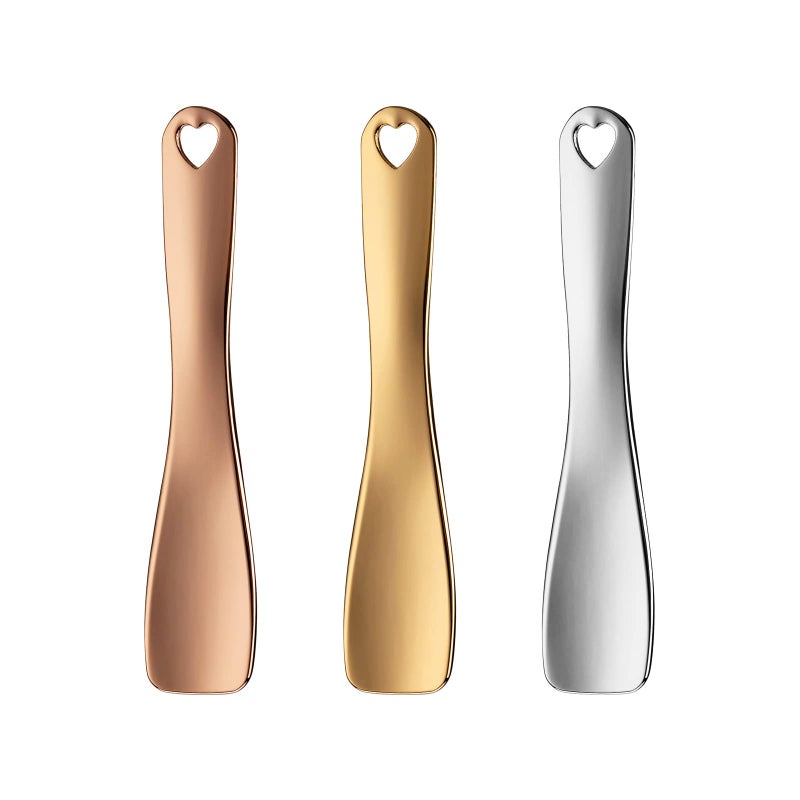 LISAPACK 3 Pack Metal Makeup Spatula Mini Spoon Beauty Scoop for Mixing Facial Cosmetic Face Mask Silver  Gold  Rose Gold