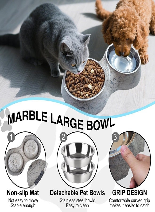 AKEISHE Double Dog Bowls with Non-Slip Tray, 2-in-1 Stainless Steel Pet Feeder for Dogs & Cats, Removable Easy-Clean Dishwasher Safe Bowls - Image 2