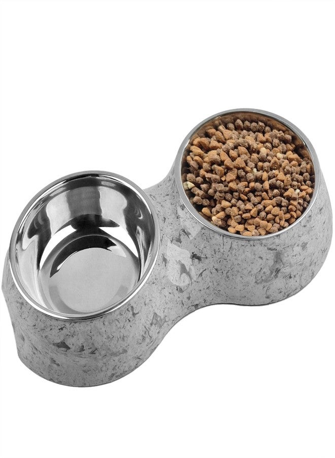 AKEISHE Double Dog Bowls with Non-Slip Tray, 2-in-1 Stainless Steel Pet Feeder for Dogs & Cats, Removable Easy-Clean Dishwasher Safe Bowls - Image 1