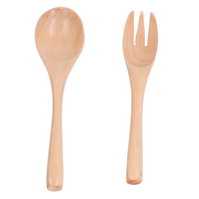 Beech Salad Servers Set Fork and Spoon for Mixing Pasta Fruits Vegetables - Image 5