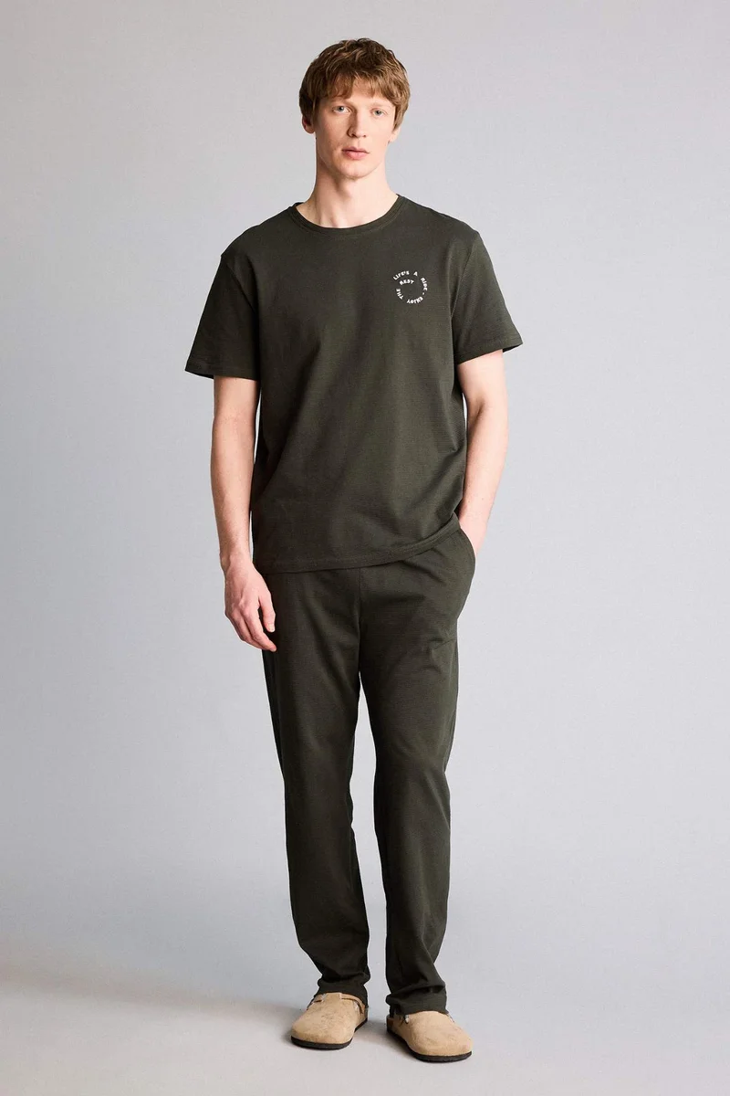 Defacto Regular Fit Slogan Print 2 Piece Set