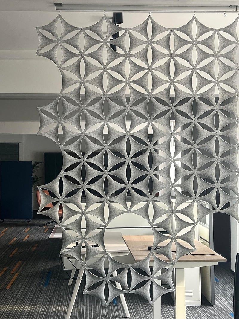 OSHIYINN 12 Pack 3D Hanging Room Divider Panel 35.6 x 30.5 cm High Density Polyester Fiber Silver Grey - Image 1