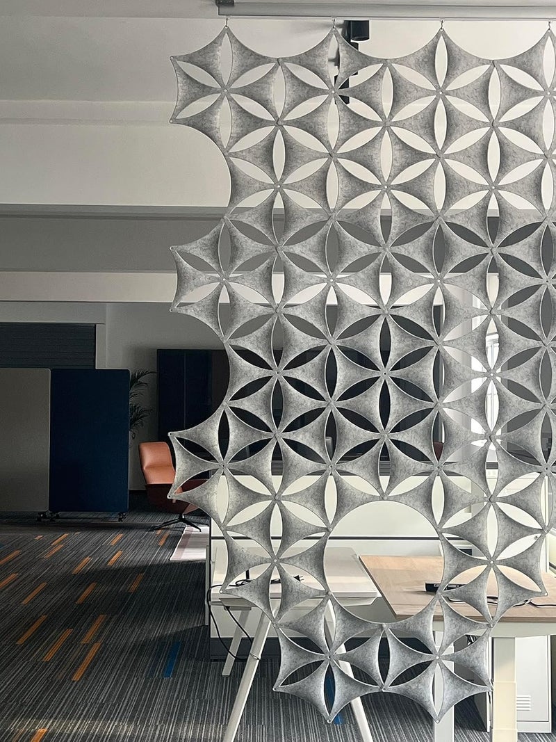 OSHIYINN 12 Pack 3D Hanging Room Divider Panel 35.6 x 30.5 cm High Density Polyester Fiber Silver Grey - Image 5