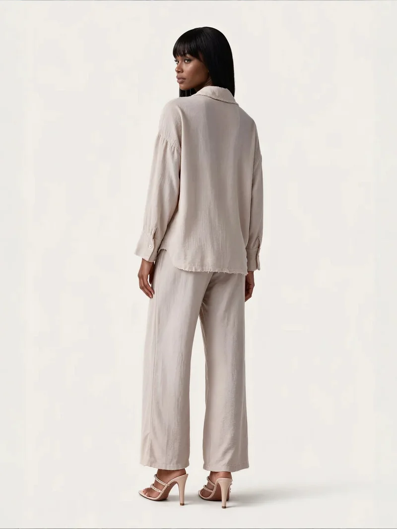 Jennyfer Beige Natural Linen Cotton Suit Set for Women | Best Price UAE