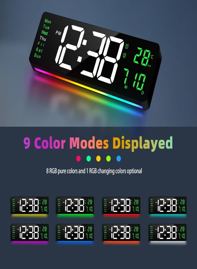 Maxstar 16" Digital Wall Clock with Remote, 2 Alarms, DST, Date, Week, Dimmer,Large Digital Clock With Temperatur,Jumbo Number,LED Display,Night Light for Living Room,Kitchen,Garage,Gym,Desk (Green) - Image 3