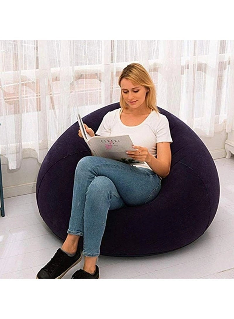 Macon Portable Inflatable Lounger Sofa Chair – Velour Finish, Indoor/Outdoor Use, Includes Air Pump (Purple) - Image 1