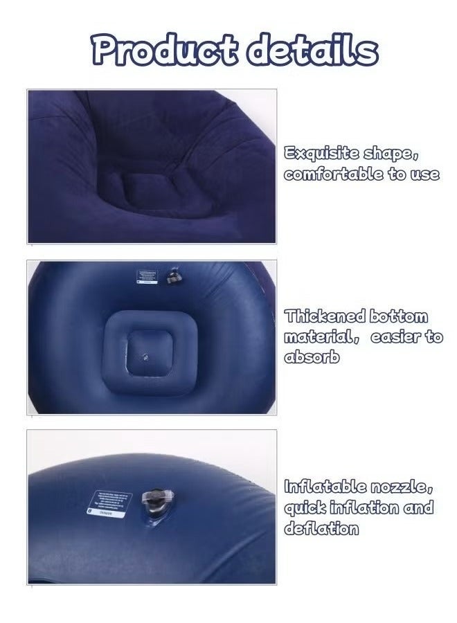 Macon Portable Inflatable Lounger Sofa Chair – Velour Finish, Indoor/Outdoor Use, Includes Air Pump (Purple) - Image 3