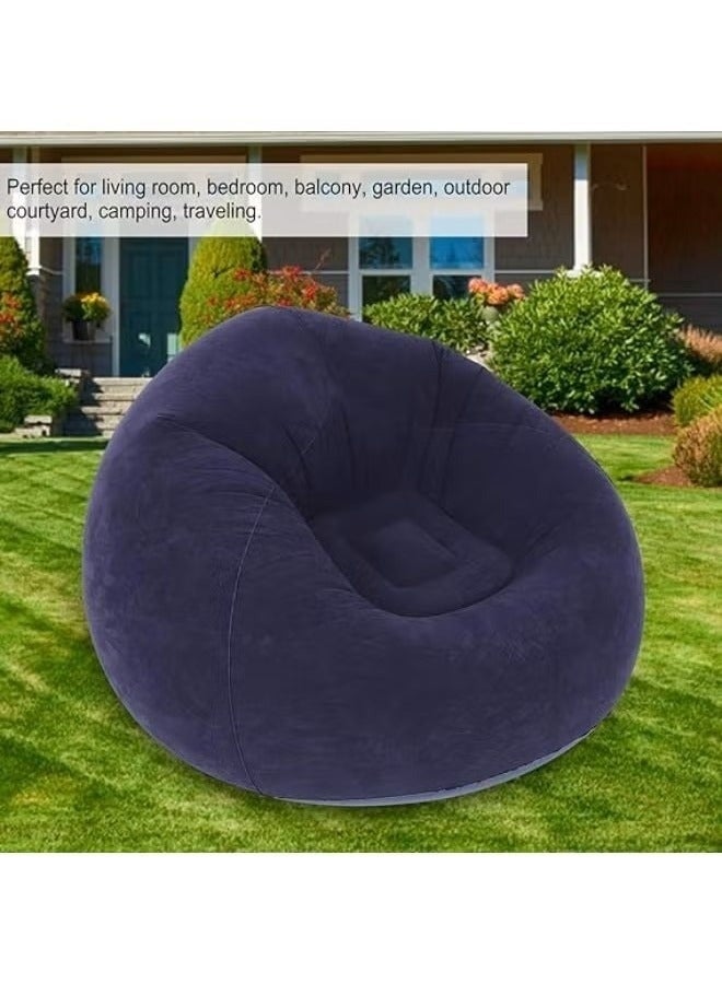 Macon Portable Inflatable Lounger Sofa Chair – Velour Finish, Indoor/Outdoor Use, Includes Air Pump (Purple) - Image 4