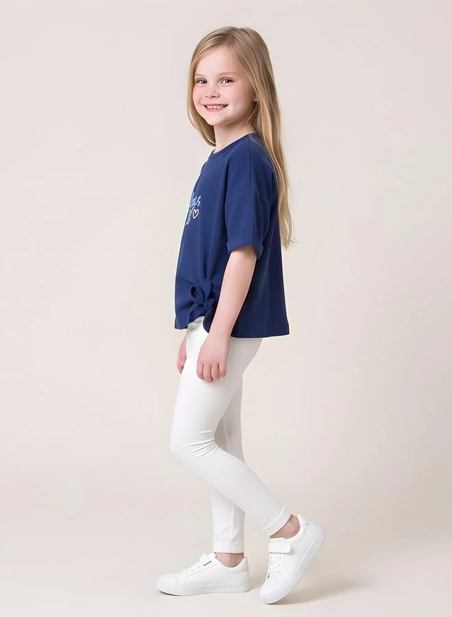 Take Two Girls Oversized T-Shirt with Chest Embroidery By Juniorloom