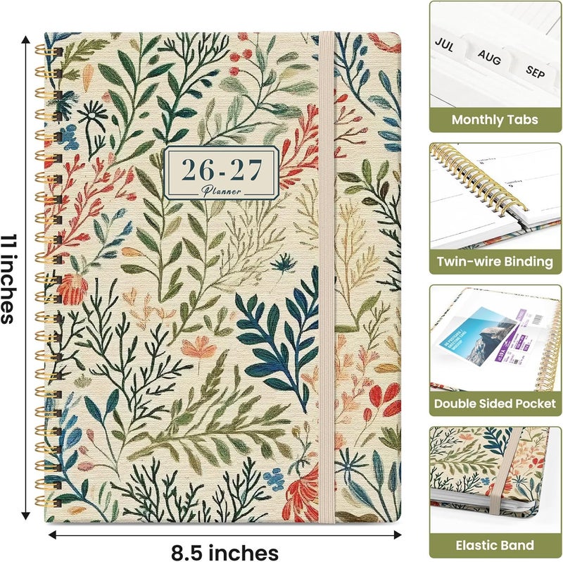 Taja Planner 2026-2027, Academic Year Weekly and Monthly Calender Planner, from Jul 2026 - Jun 2027, Spiral Bound School Planning Book, Perfect for Teacher, Student, Women & Men, A4 (8.5" x 11"), Herbs - Image 4