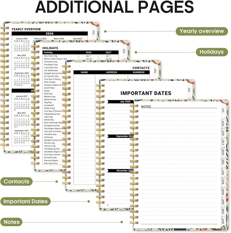 Taja Planner 2026-2027, Academic Year Weekly and Monthly Calender Planner, from Jul 2026 - Jun 2027, Spiral Bound School Planning Book, Perfect for Teacher, Student, Women & Men, A4 (8.5" x 11"), Herbs - Image 5