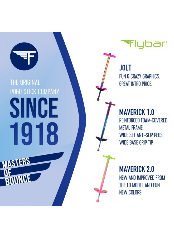 Flybar Flybar Maverick Pogo Stick for Kids Ages 5+, 40 to 80 Pounds, Perfect for Beginners, Easy Grip Handles, Anti-Slip Pegs, Outdoor Toys for Boys, Jumper Toys for Girls, Outside Toys for Kids - Image 4