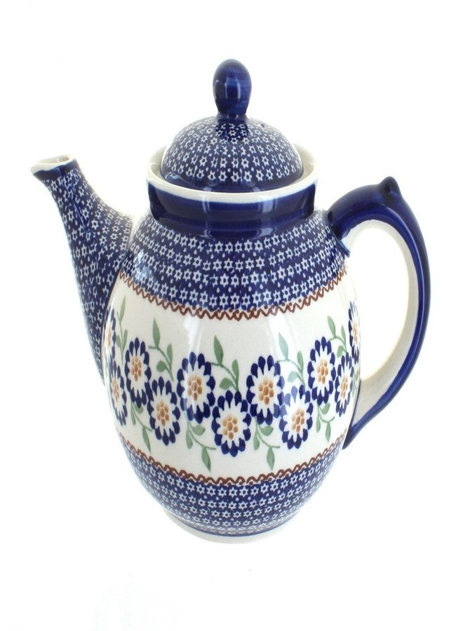 Blue Rose Pottery إبريق شاي من الخزف البولندي "بلو روز" - زهر الخوخ الأصفر - سعة 5 أكواب - إبريق قهوة وشاي من السيراميك البولندي المرسوم يدويًا - Image 1