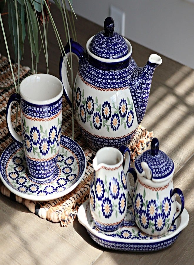 Blue Rose Pottery إبريق شاي من الخزف البولندي "بلو روز" - زهر الخوخ الأصفر - سعة 5 أكواب - إبريق قهوة وشاي من السيراميك البولندي المرسوم يدويًا - Image 2