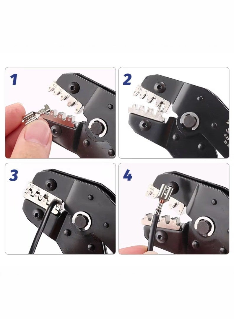 kashemano Terminals Crimping Tool Set SN-58B Plier with 3 Interchangeable Jaws, Red Blue - Image 4