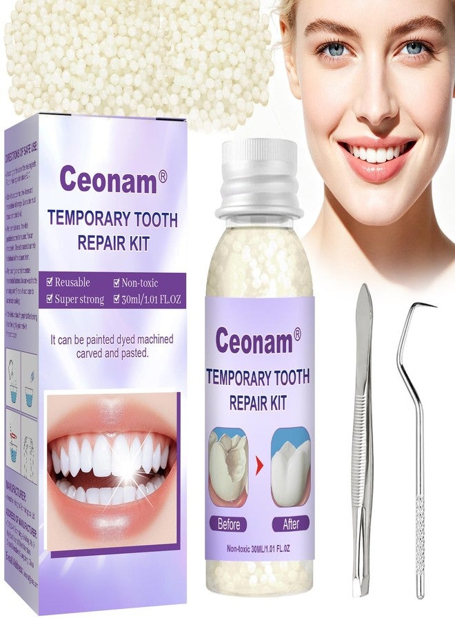 Ceonam 1.0oz / 30ml Moldable Tooth Repair Kit with Stainless Steel Tweezer and Dental Pick, Temporary Teeth Replacement Beads in Natural Color for Broken or Missing Teeth, Denture Repair, and DIY Oral Care - Image 1