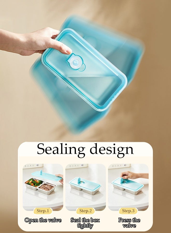 DUNISO صندوق غداء كهربائي مزدوج الطبقات مع مقبض من الفولاذ المقاوم للصدأ سخان طعام ساخن صندوق غداء محكم التسرب صندوق غداء حراري كهربائي متعدد الوظائف سخان طعام ذاتي الطهي صندوق غداء للمكتب، المدرسة - Image 5