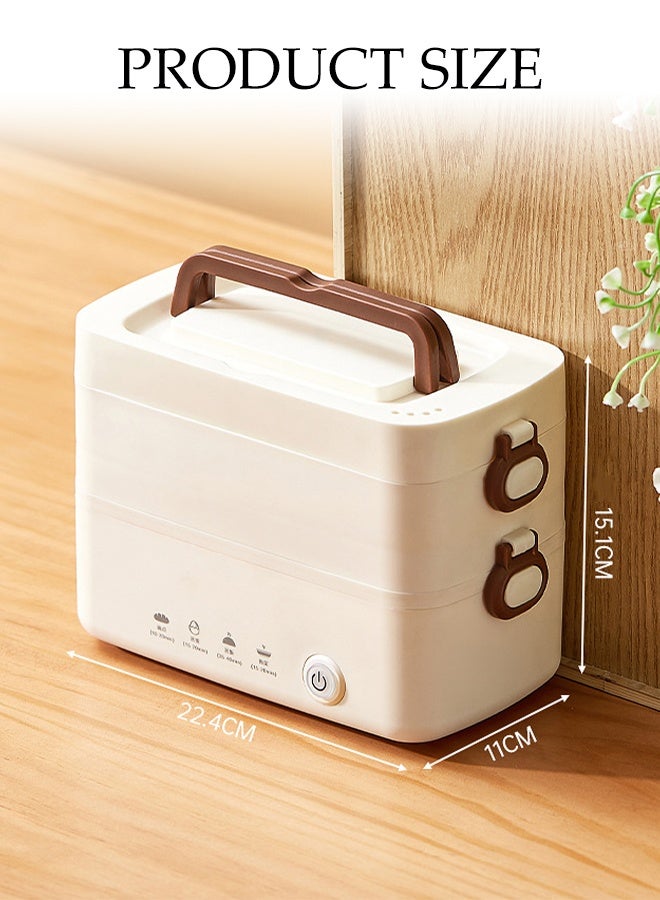 DUNISO صندوق غداء كهربائي مزدوج الطبقات مع مقبض من الفولاذ المقاوم للصدأ سخان طعام ساخن صندوق غداء محكم التسرب صندوق غداء حراري كهربائي متعدد الوظائف سخان طعام ذاتي الطهي صندوق غداء للمكتب، المدرسة - Image 4