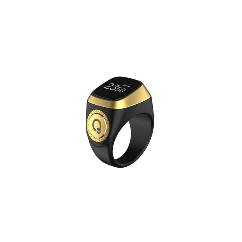 Zikr Smart Tasbih Ring, Muslim Prayer Timing Reminder, OLED Display, Tasbih Counter, Wearable Technology, Waterproof, Lite Version, Acrylic, Black, 20MM - Image 1