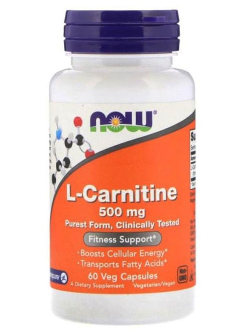 Now Foods L-Carnitine Fitness Support 500mg - 60 Veg Capsules - Image 1