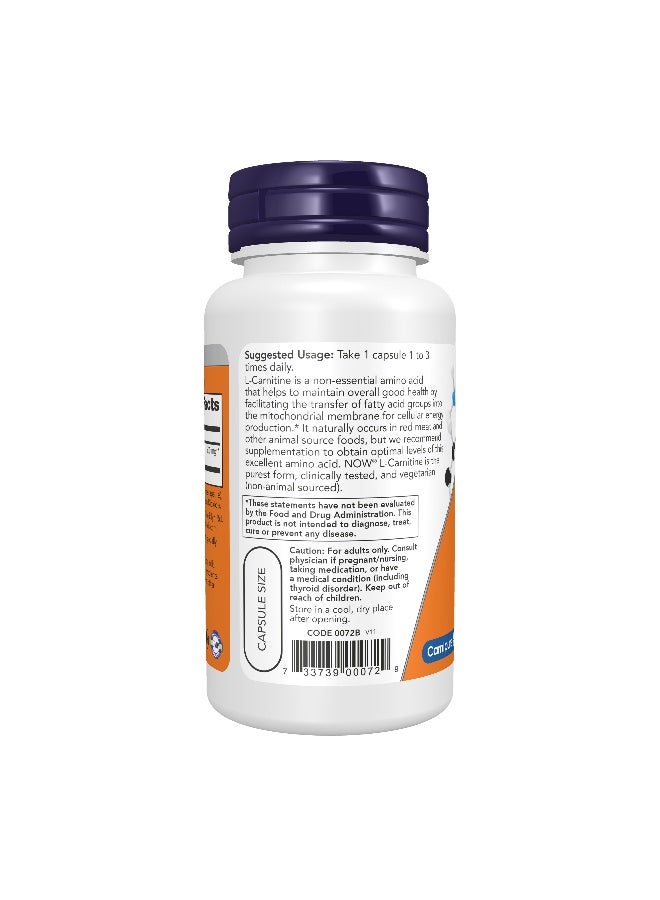 Now L Carnitine Fitness Support 500mg Veg Capsules 60'S