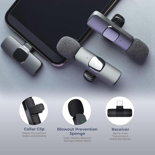 AMBLIC New K9 Mic Wireless Micophone Dual Mic | Plug & Play with Type-C Noise Cancelling Fur for Video Recording, Vlogging, Interview, Reels, Live Streaming, Compatible with All Smartphones - Image 3