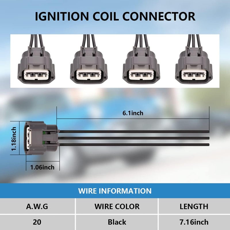 Performance Master Set of 4 Ignition Coils Pack & Pigtail Connector Wiring Harness Kit - Image 3