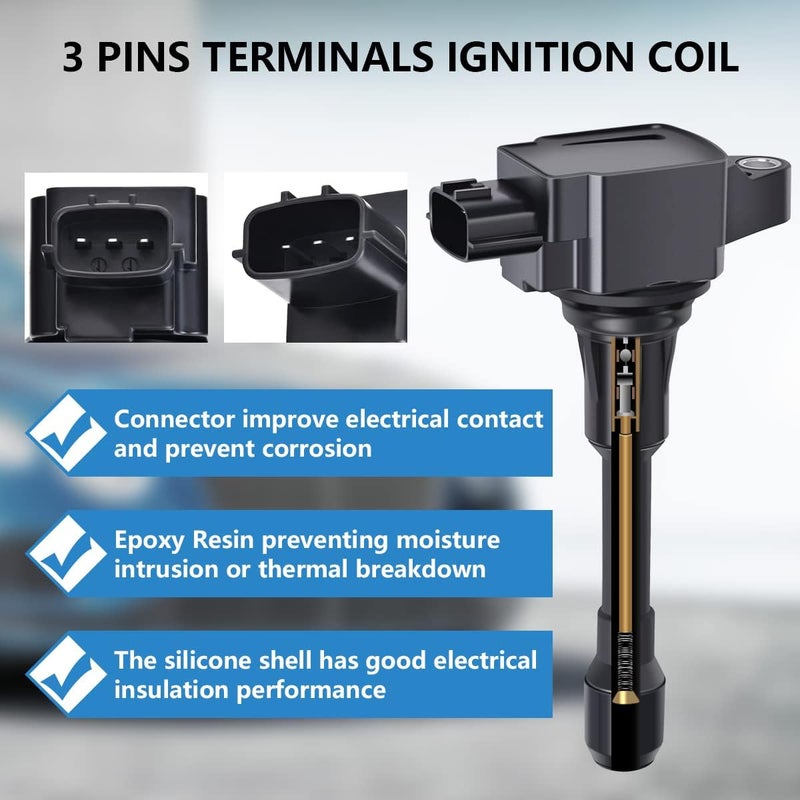 Performance Master Set of 4 Ignition Coils Pack & Pigtail Connector Wiring Harness Kit - Image 2