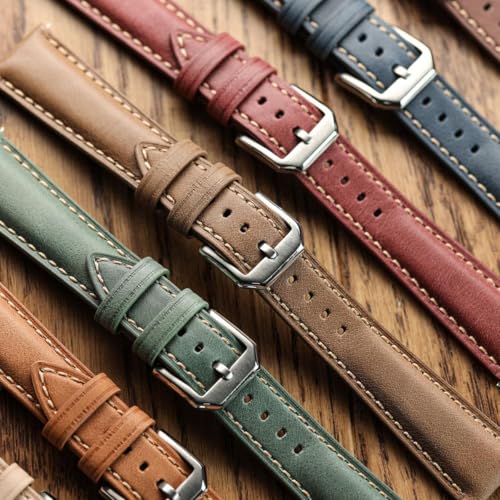 WatchGecko Whitby Vintage Padded Leather QR Watch Strap [Chestnut Brown, 20mm] - Image 4