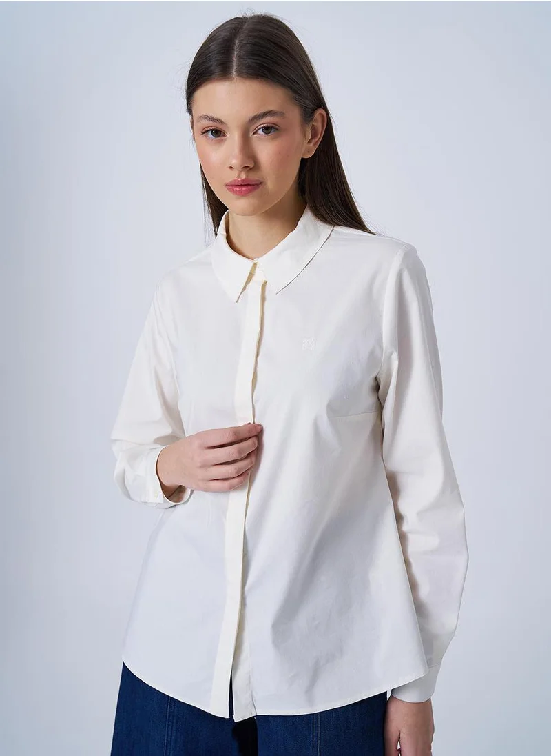 Kayra Shirt Collar Poplin Tunic in Ecru